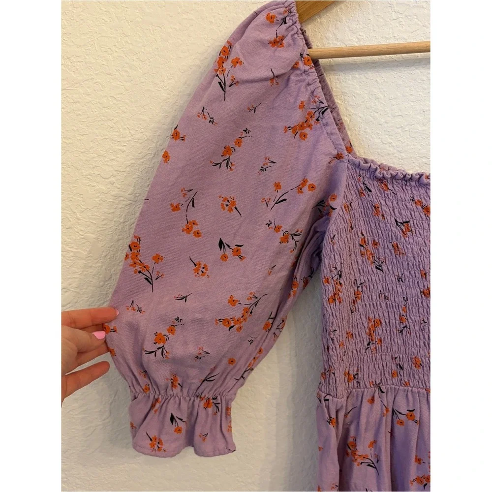 New Look Floral Smocked Mini Dress 6 Cottagecore‎ Prairie Puff Sleeves Milkmaid